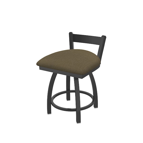 18" Low Back Swivel Vanity Stool, Pewter Finish, Graph Cork Seat